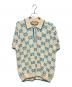 GUCCI（グッチ）の古着「GUCCI GG Logo Knit Polo Shirt/GGロゴ ニットポロシャツ/741962 XKC6B」｜アイボリー×スカイブルー