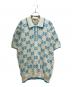 GUCCI（グッチ）の古着「GUCCI GG Logo Knit Polo Shirt/GGロゴ ニットポロシャツ/741962 XKC6B」｜アイボリー×スカイブルー