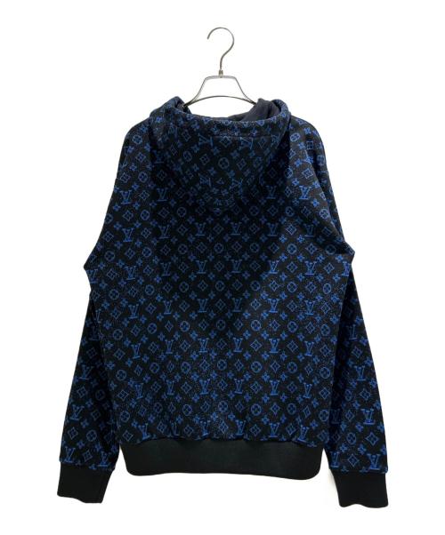LOUIS VUITTON（ルイ ヴィトン）LOUIS VUITTON (ルイ ヴィトン) モノグラム ジップスルー ジャカード フーディ ブラック×ブルー サイズ:Sの古着・服飾アイテム