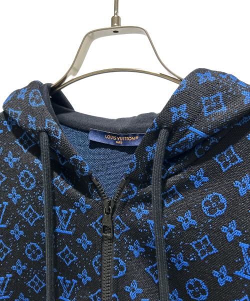 LOUIS VUITTON（ルイ ヴィトン）LOUIS VUITTON (ルイ ヴィトン) モノグラム ジップスルー ジャカード フーディ ブラック×ブルー サイズ:Sの古着・服飾アイテム