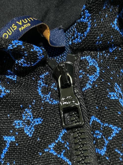 LOUIS VUITTON（ルイ ヴィトン）LOUIS VUITTON (ルイ ヴィトン) モノグラム ジップスルー ジャカード フーディ ブラック×ブルー サイズ:Sの古着・服飾アイテム