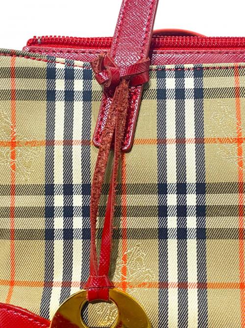 BURBERRY（バーバリー）BURBERRY (バーバリー) ハンドバッグ レッド×ベージュ サイズ:-の古着・服飾アイテム