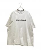 BALENCIAGAバレンシアガ）の古着「ダメージ加工リバースロゴTシャツ/612966 TNVV8」｜ラベンダー