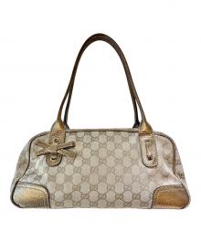GUCCI（グッチ）の古着「プリンシーミニボストンバッグ」｜ベージュ×ゴールド