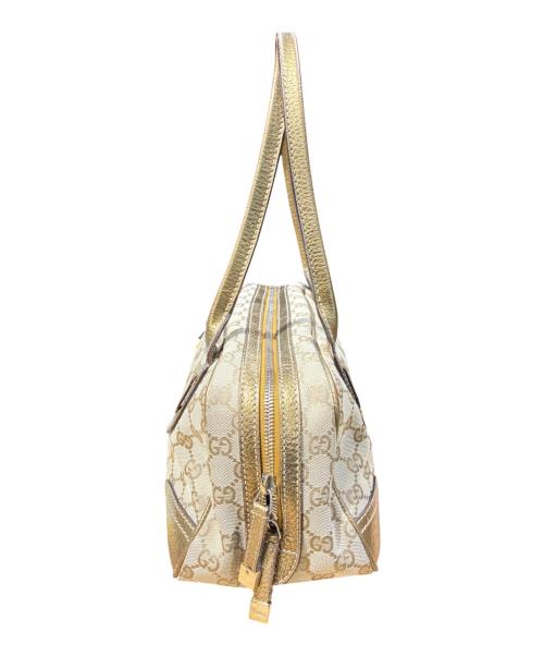 GUCCI（グッチ）GUCCI (グッチ) プリンシーミニボストンバッグ ベージュ×ゴールドの古着・服飾アイテム