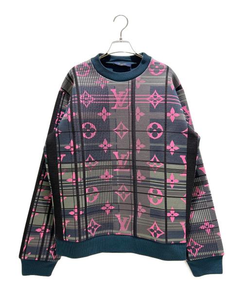 LOUIS VUITTON（ルイ ヴィトン）LOUIS VUITTON (ルイ ヴィトン) モノグラムジャガードスウェット グレー×ネイビー×ピンク サイズ:Lの古着・服飾アイテム