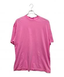 BALENCIAGA（バレンシアガ）の古着「ダメージ加工ネックロゴTシャツ」｜ピンク