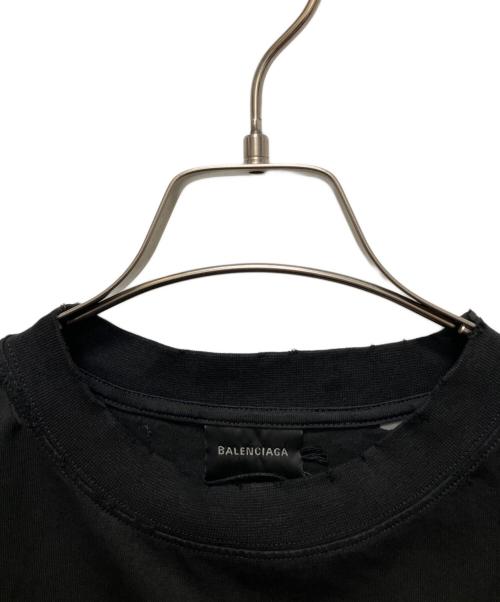 BALENCIAGA（バレンシアガ）BALENCIAGA (バレンシアガ) ダメージ加工Tシャツ/ロゴプリント Tシャツ ブラック サイズ:Sの古着・服飾アイテム