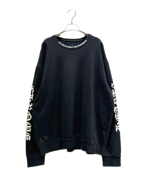 CHROME HEARTS（クロムハーツ）CHROME HEARTS (クロムハーツ) Neck Logo Crewneck Sweatshirt/ネックロゴ クルーネック スウェット ブラック サイズ:Lの古着・服飾アイテム