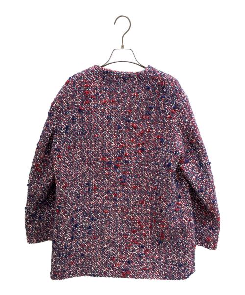 GUCCI（グッチ）GUCCI (グッチ) ノーカラーツイードジャケット レッド×ブルー サイズ:38の古着・服飾アイテム