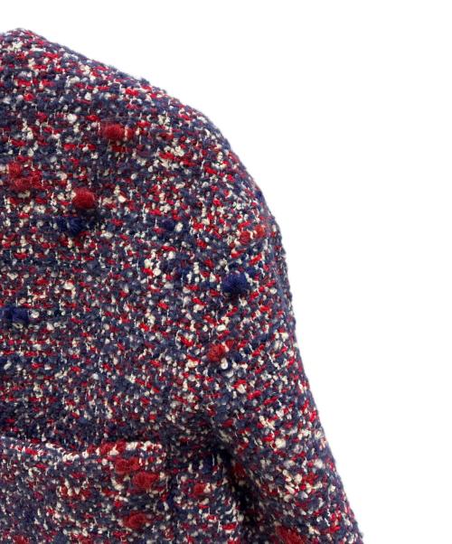 GUCCI（グッチ）GUCCI (グッチ) ノーカラーツイードジャケット レッド×ブルー サイズ:38の古着・服飾アイテム