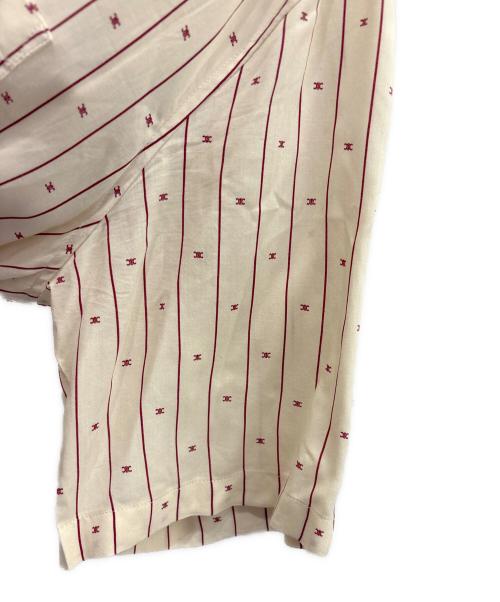 CELINE（セリーヌ）CELINE (セリーヌ) Céline Mini Triomphe Stripe Hawaiian Shirt ミニ トリオンフ ストライプ ハワイアンシャツ ベージュ サイズ:37の古着・服飾アイテム