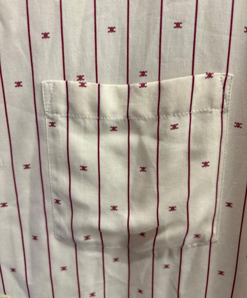 CELINE（セリーヌ）CELINE (セリーヌ) Céline Mini Triomphe Stripe Hawaiian Shirt ミニ トリオンフ ストライプ ハワイアンシャツ ベージュ サイズ:37の古着・服飾アイテム