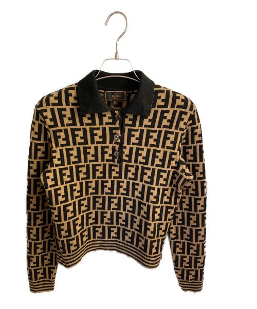 FENDI（フェンディ）FENDI (フェンディ) ズッカニットポロシャツ ベージュ サイズ:40の古着・服飾アイテム