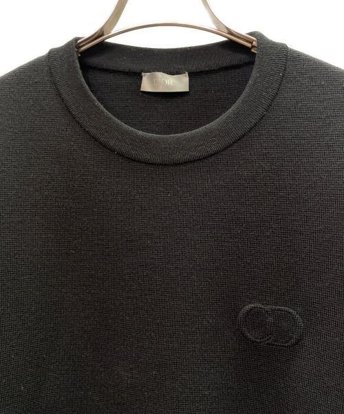Dior（ディオール）Dior (ディオール) ロゴ刺繍ニット ブラック サイズ:Ｌの古着・服飾アイテム