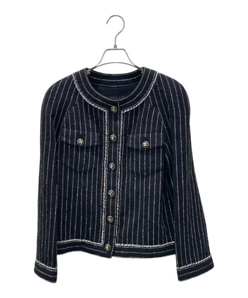 CHANEL（シャネル）CHANEL (シャネル) ココボタンツイードジャケット ブラック サイズ:34の古着・服飾アイテム
