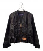 LOUIS VUITTONルイ ヴィトン）の古着「ペプラムウエストリップストップジャケット」｜ブラック