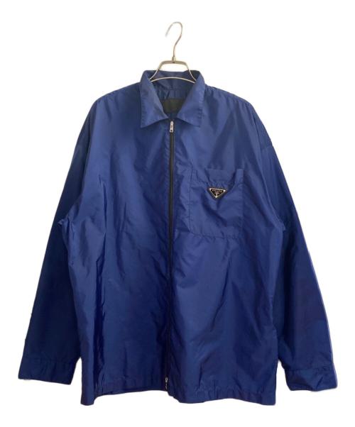 PRADA（プラダ）PRADA (プラダ) ロゴプレートナイロンジャケット ブルー サイズ:Mの古着・服飾アイテム