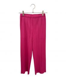 PLEATS PLEASE（プリーツプリーズ）の古着「プリーツパンツ」｜ショッキングピンク