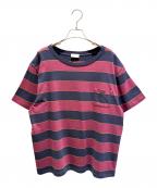 CELINEセリーヌ）の古着「トリオンフ刺繍ラージボーダー Tシャツ」｜ボルドー×ネイビー