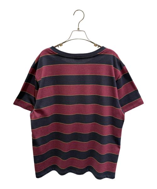 CELINE（セリーヌ）CELINE (セリーヌ) トリオンフ刺繍ラージボーダー Tシャツ ボルドー×ネイビー サイズ:XXLの古着・服飾アイテム