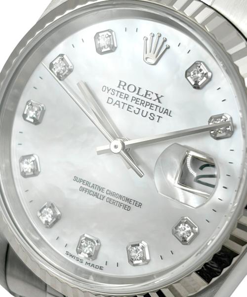 ROLEX（ロレックス）ROLEX (ロレックス) Datejust 36 デイトジャスト36 Ref.16234G 36mm  ホワイトシェル文字盤 10Pダイヤモンド ホワイトシェル文字盤 サイズ:36mm/20cmの古着・服飾アイテム
