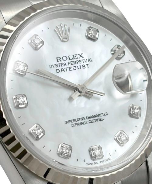 ROLEX（ロレックス）ROLEX (ロレックス) Datejust 36 デイトジャスト36 Ref.16234G 36mm  ホワイトシェル文字盤 10Pダイヤモンド ホワイトシェル文字盤 サイズ:36mm/20cmの古着・服飾アイテム