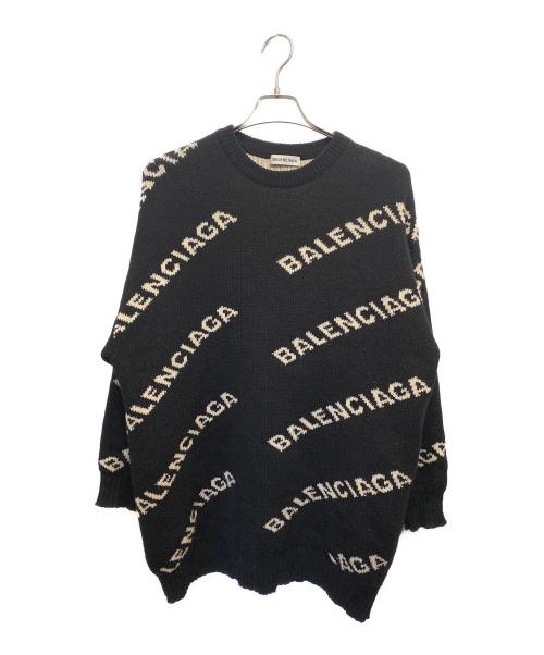 BALENCIAGA（バレンシアガ）BALENCIAGA (バレンシアガ) オールオーバーロゴニット ブラック サイズ:Sの古着・服飾アイテム