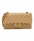 CHANELシャネル）の古着「Wフラップチェーンショルダーバッグ」｜ベージュ