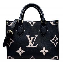 LOUIS VUITTON（ルイ ヴィトン）の古着「オンザゴーPM モノグラム・アンプラント/ショルダーバッグ」｜ブラック×ベージュ
