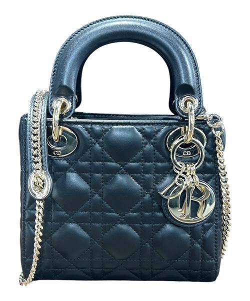 Christian Dior（クリスチャン ディオール）Christian Dior (クリスチャン ディオール) レディディオール ミニ ラムスキン 2022年製 ブラック×ゴールド金具 サイズ:mini/ミニの古着・服飾アイテム
