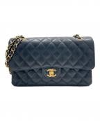 CHANELシャネル）の古着「Double Flap Chain Shoulder Bag/Matelassé 25/マトラッセ25/Wフラップチェーンショルダーバッグ」｜ブラック
