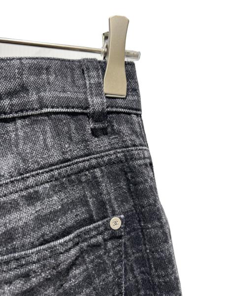 CHANEL（シャネル）CHANEL (シャネル) チェックデニムパンツ ブラック サイズ:34の古着・服飾アイテム