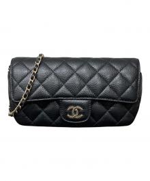 CHANEL（シャネル）の古着「Matelasse Eyewear Case With Chain/マトラッセ アイウェアケース ショルダー」｜ブラック