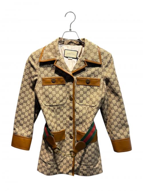 GUCCI（グッチ）GUCCI (グッチ) GGスープリームキャンバスジャケット/682302 Z8AWR ベージュ サイズ:38の古着・服飾アイテム