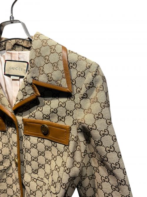 GUCCI（グッチ）GUCCI (グッチ) GGスープリームキャンバスジャケット/682302 Z8AWR ベージュ サイズ:38の古着・服飾アイテム
