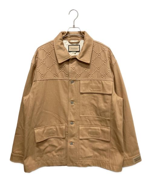 GUCCI（グッチ）GUCCI (グッチ) GGディテール オーガニックデニムジャケット ベージュ サイズ:52の古着・服飾アイテム