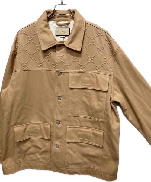 GUCCI（グッチ）GUCCI (グッチ) GGディテール オーガニックデニムジャケット ベージュ サイズ:52の古着・服飾アイテム