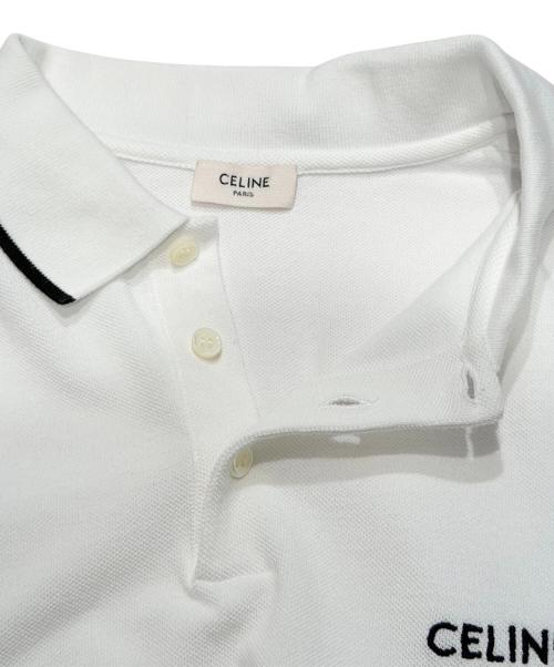 CELINE（セリーヌ）CELINE (セリーヌ) ロゴ刺繍ポロシャツ ホワイト サイズ:Lの古着・服飾アイテム