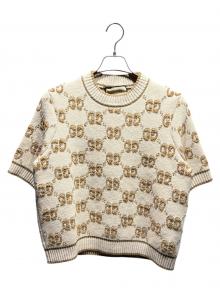 GUCCI（グッチ）の古着「GGロゴショートスリーブニット/770059 XKCNA」｜ベージュ