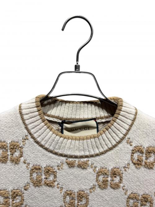 GUCCI（グッチ）GUCCI (グッチ) GGロゴショートスリーブニット/770059 XKCNA ベージュ サイズ:Lの古着・服飾アイテム