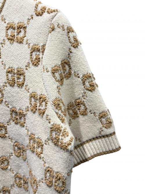 GUCCI（グッチ）GUCCI (グッチ) GGロゴショートスリーブニット/770059 XKCNA ベージュ サイズ:Lの古着・服飾アイテム