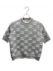 GUCCI（グッチ）の古着「ショートスリーブGGロゴニット/770059 XKCNA」｜グレー