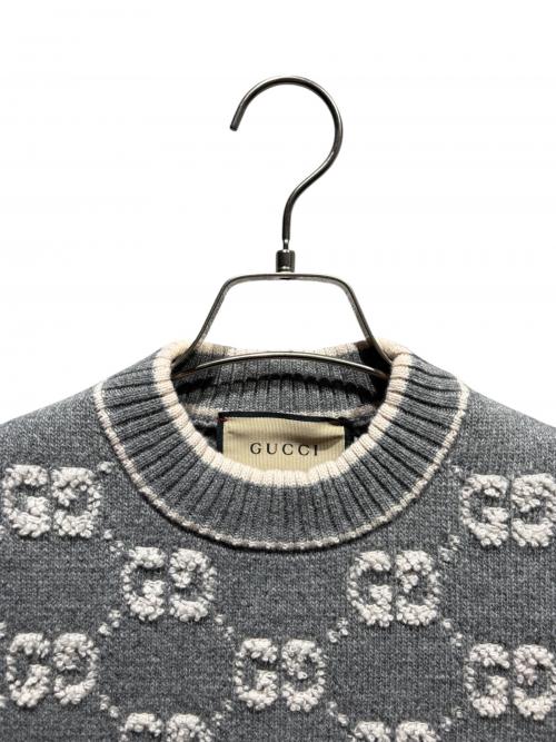 GUCCI（グッチ）GUCCI (グッチ) ショートスリーブGGロゴニット/770059 XKCNA グレー サイズ:Mの古着・服飾アイテム