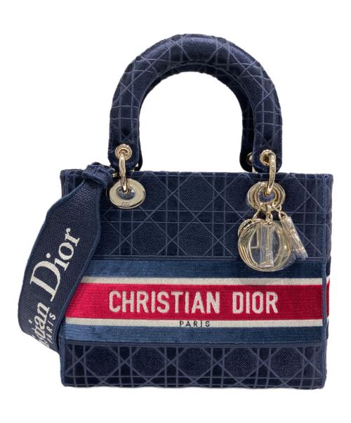 Christian Dior（クリスチャン ディオール）Christian Dior (クリスチャン ディオール) LADY D-LITE(レディ D-ライト) ミディアム2WAYショルダーバッグ ネイビー サイズ:ミディアムの古着・服飾アイテム