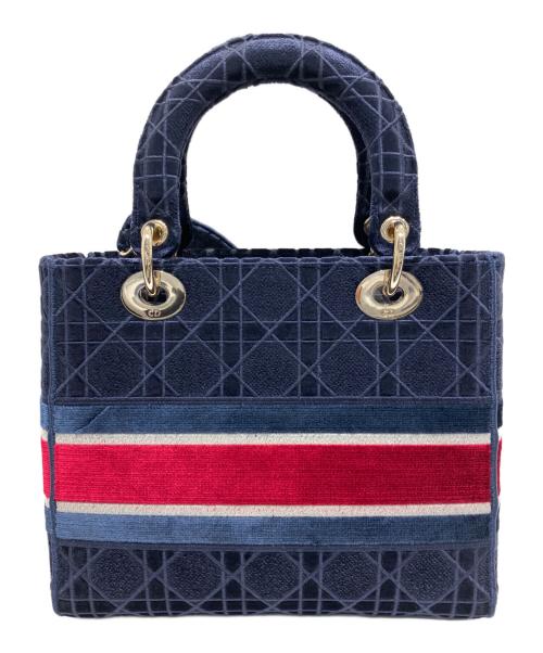Christian Dior（クリスチャン ディオール）Christian Dior (クリスチャン ディオール) LADY D-LITE(レディ D-ライト) ミディアム2WAYショルダーバッグ ネイビー サイズ:ミディアムの古着・服飾アイテム
