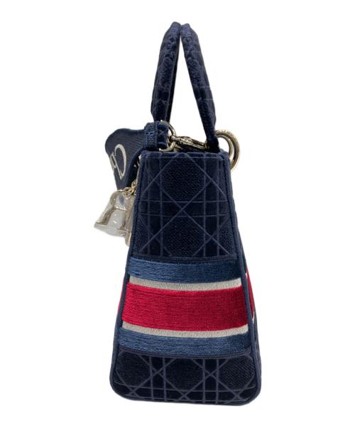 Christian Dior（クリスチャン ディオール）Christian Dior (クリスチャン ディオール) LADY D-LITE(レディ D-ライト) ミディアム2WAYショルダーバッグ ネイビー サイズ:ミディアムの古着・服飾アイテム