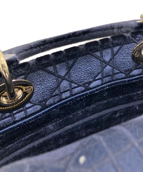 Christian Dior（クリスチャン ディオール）Christian Dior (クリスチャン ディオール) LADY D-LITE(レディ D-ライト) ミディアム2WAYショルダーバッグ ネイビー サイズ:ミディアムの古着・服飾アイテム