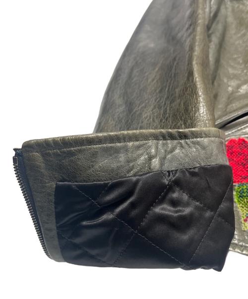 DOLCE & GABBANA（ドルチェ＆ガッバーナ）DOLCE & GABBANA (ドルチェ＆ガッバーナ) Gobelin design leather jacket オリーブ サイズ:48の古着・服飾アイテム
