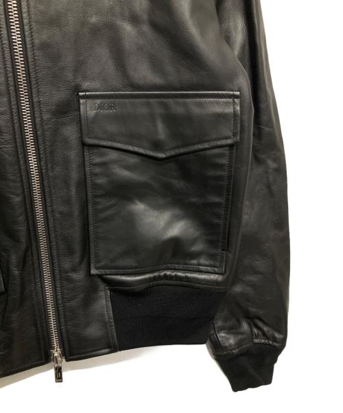 Dior（ディオール）Dior (ディオール) レザーフライトジャケット ブラック サイズ:50の古着・服飾アイテム